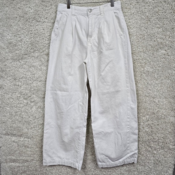 Madewell Denim - Madewell The Harlow Wide-Leg Jeans Women 27 White Pleated High Rise Cotton Denim